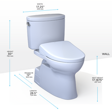 Load image into Gallery viewer, Toto Vespin Two-Piece 1.28 GPF toilet Washlet+ dimensions