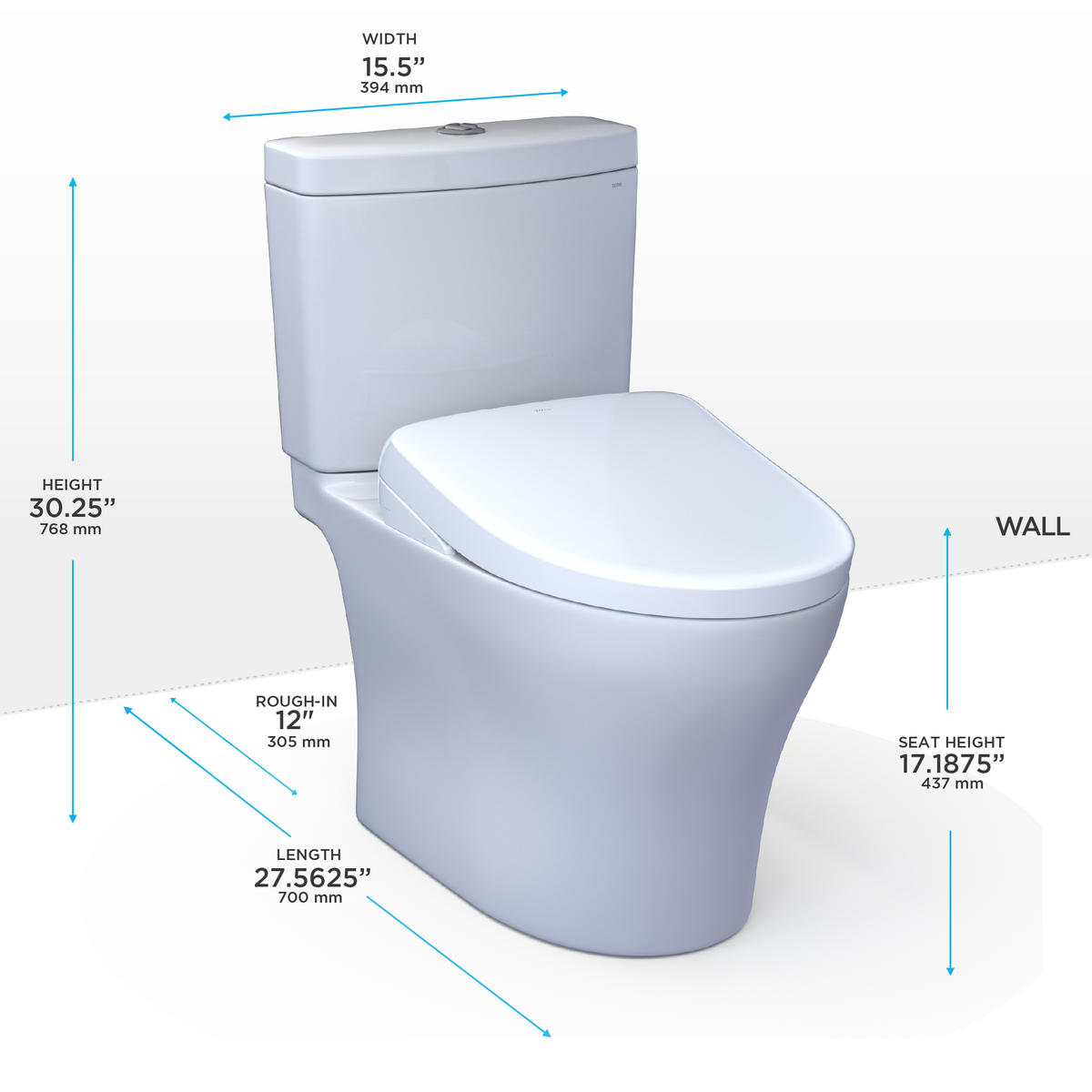 Apple - toto Commercial Flushometer TORNADO FLUSH Toilet, Back Spud Wall