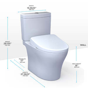 TOTO AQUIA® IV - WASHLET®+ S7 Two-Piece Toilet - 1.28 GPF & 0.9 GPF Auto-Flush - MW4464726CEMGNA#01 - Dimensions