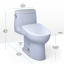 Load image into Gallery viewer, TOTO ULTRAMAX® II  WASHLET®+ S7 One-Piece Toilet - 1.28 GPF - Auto-Flush - MW6044726CEFGA#01 - UNIVERSAL HEIGHT - Dimensions