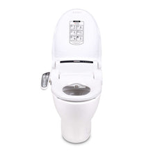 Load image into Gallery viewer, Lotus Hygiene ATS-908 Bidet Toilet Seat with PureStream® + Side Control - Elongated, installed with seat open