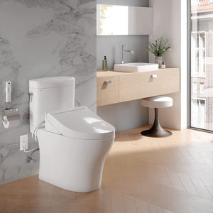 TOTO® Washlet® C5 - Round, White - SW3084#01 - Installed in a modern bathroom