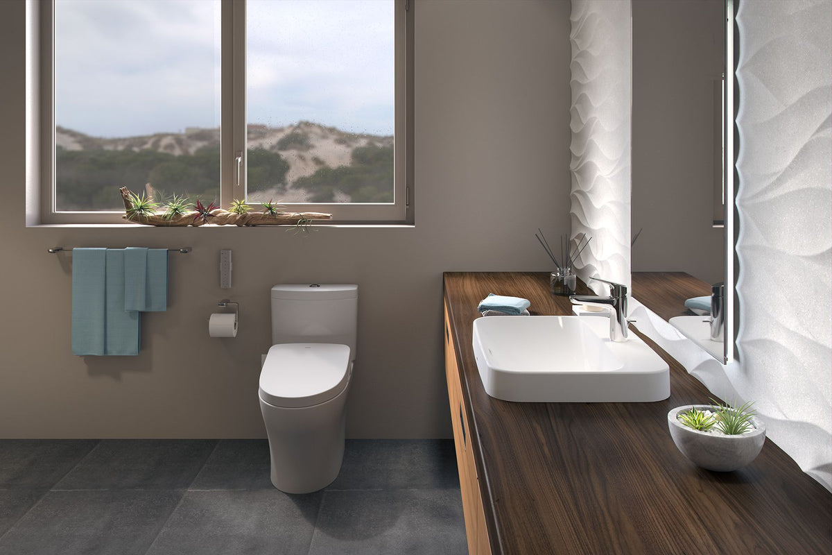 TOTO AQUIA® IV - WASHLET®+ S550E Two-Piece Toilet - 1.28 GPF & 0.9 GPF -  MW4463056CEMFGN#01 - Universal Height