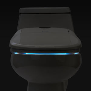 Brondell Swash 1400 bidt toilet seat installed night light view