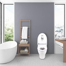 Load image into Gallery viewer, Lotus Hygiene ATS 2000 Bidet Toilet Seat with PureStream® + Remote - Elongated installed in modern bathroom lid open