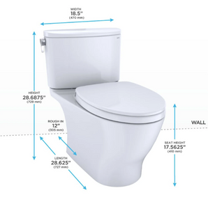 TOTO NEXUS® Two-Piece Toilet, 1.28 GPF, Elongated Bowl - MS442124CEFG#01, dimensions