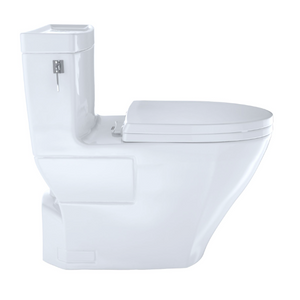 TOTO AIMES® One-Piece Toilet, 1.28GPF, Elongated Bowl - UNIVERSAL HEIGHT - MS626124CEFG#01 - Side view with flush lever