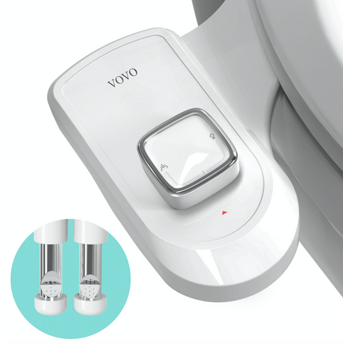 VOVO VM-001D Non-electric Bidet Attachment, Metal Coated Dual Nozzle System with nozzle detail