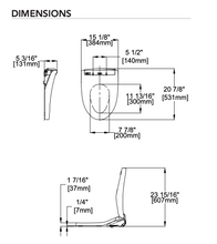 Load image into Gallery viewer, TOTO® Washlet® K300 - Elongated, White - SW3036R#01, dimensions