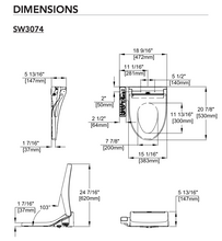 Load image into Gallery viewer, TOTO® Washlet® C2 - Elongated with Side Panel, White - SW3074#01 - dimensions