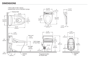 TOTO® NEXUS® Washlet®+ C5 One-Piece Toilet - 1.28 GPF - MW6423084CEFG#01 - Dimensions