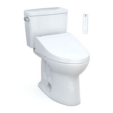 Load image into Gallery viewer, TOTO®  Drake Washlet®+ C5 Two-Piece Toilet - 1.28 GPF - MW7763084CEFG#01 - UNIVERSAL HEIGHT - diagonal view with remote