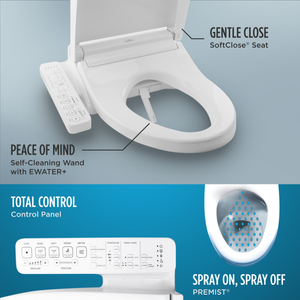 TOTO AQUIA® IV - WASHLET®+ C2 Two-Piece Toilet - 1.28 GPF & 0.9 GPF - MW4463074CEMFGN#01 - Universal Height - soft close, premist and side panel