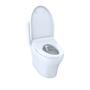 TOTO AQUIA® IV - Washlet®+ S500E Two-Piece Toilet - 1.28 GPF & 0.9 GPF - MW4463046CEMFGN#01 - UNIVERSAL HEIGHT lid open view