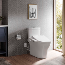 Load image into Gallery viewer, TOTO AQUIA® IV - WASHLET®+ C2 Two-Piece Toilet - 1.28 GPF &amp; 0.9 GPF - MW4463074CEMGN#01 - installed in bathroom