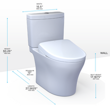 Load image into Gallery viewer, Aquia® IV WASHLET®+ S5 Two-Piece Toilet - 1.28 GPF/0.9 GPF - Universal Height
SKU: MW4463446CEMFGN#01 - dimensions