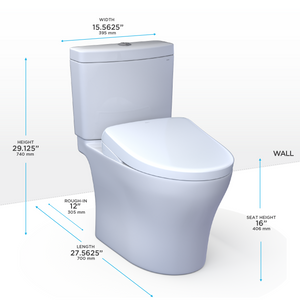 Aquia® IV WASHLET®+ S5 Two-Piece Toilet - 1.28 GPF/0.9 GPF - regular height, dimensions