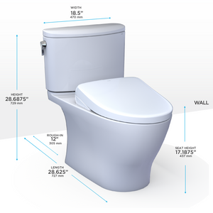 Nexus Two-Piece Toilet + WASHLET dimensions
