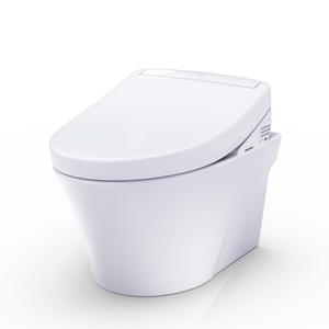 TOTO AP WASHLET®+ S5 WALL-HUNG TOILET - 1.28 GPF & 0.9 GPF - Matte Silver Push Plate - CWT4263446CMFG#MS - diagonal view