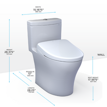 Load image into Gallery viewer, TOTO AQUIA® IV - WASHLET®+ S5 One-Piece Toilet - 1.28 GPF &amp; 0.9 GPF - MW6463446CEMFGN#01 - Universal Height - Dimensions