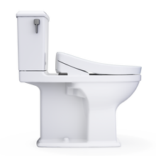 Load image into Gallery viewer, TOTO Connelly WASHLET®+ S5 Two-Piece Toilet - 1.28 GPF &amp; 0.9 GPF - Universal Height - MW4943446CEMFG#01 - flush side view