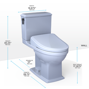 TOTO Connelly WASHLET®+ S7A / S7 Two-Piece Toilet - 1.28 GPF & 0.9 GPF  - Universal Height - dimensions