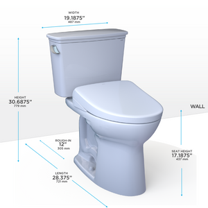 TOTO DRAKE TRANSITIONAL WASHLET®+ S5 Two-Piece Toilet - 1.28 GPF- universal height dimensions