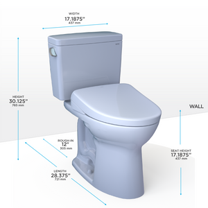 TOTO DRAKE® WASHLET®+ S5 Two-Piece Toilet - 1.6 GPF - Universal Height MW7763446CSFG#01  dimensions