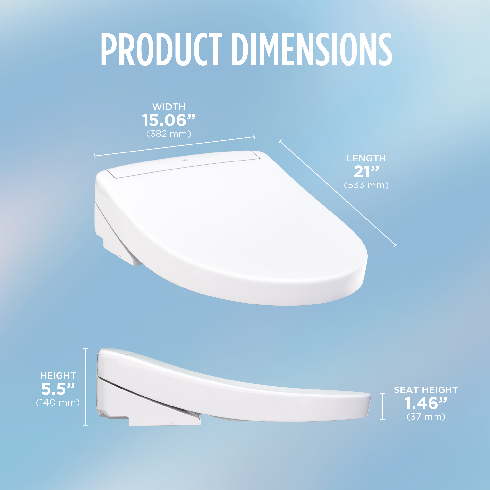 TOTO® S5 WASHLET®, Elongated, Cotton White - SW3446#01 – Clear Moon Bidets