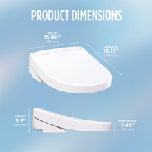 Load image into Gallery viewer, TOTO® S5 WASHLET®, Round, Cotton White - SW3445#01 - dimensions