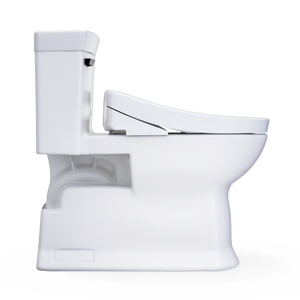TOTO Soirée® WASHLET+ S5 One-Piece Toilet - 1.28 GPF - Universal Height - MW9643446CEFG#01 - flush side view