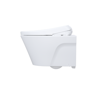 TOTO AP WASHLET®+ S7 WALL-HUNG TOILET - 1.28 GPF & 0.9 GPF - Matte Silver Push Plate - CWT4264726CMFG#MS- left side view