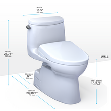 Load image into Gallery viewer, TOTO CARLYLE® II  WASHLET®+ S7A One-Piece Toilet - 1.28 GPF - Auto-Flush - MW6144736CEFGA#01 - UNIVERSAL HEIGHT - dimensions