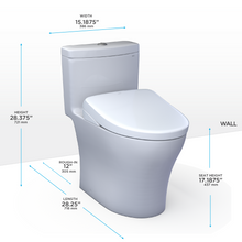 Load image into Gallery viewer, TOTO AQUIA® IV - WASHLET®+ S7A One-Piece Toilet - 1.28 GPF &amp; 0.9 GPF - MW6464736CEMFGN(A) - Universal Height - dimensions