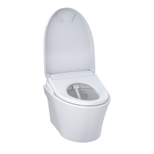 TOTO AP WASHLET®+ S7 WALL-HUNG TOILET - 1.28 GPF & 0.9 GPF - Matte Silver Push Plate - CWT4264726CMFG#MS - lid open view