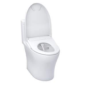 TOTO AQUIA® IV - WASHLET®+ S7A One-Piece Toilet - 1.28 GPF & 0.9 GPF - MW6464736CEMFGN(A) - Universal Height - lid open