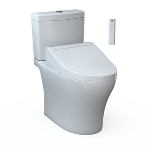 TOTO AQUIA® IV - WASHLET®+ C5 Two-Piece Toilet - 1.28 GPF & 0.9 GPF - MW4463084CEMGN#01 - main image with remote