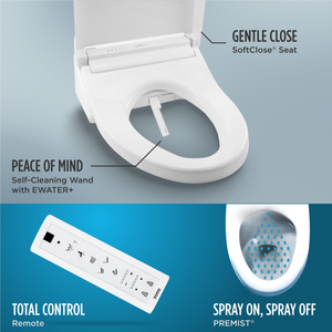 TOTO CARLYLE® II  WASHLET®+ C5 One-Piece Toilet - 1.28 GPF - MW6143084CEFG#01 - UNIVERSAL HEIGHT- seat