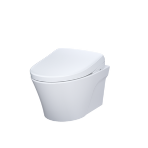 TOTO AP WASHLET®+ S7 WALL-HUNG TOILET - 1.28 GPF & 0.9 GPF - Matte Silver Push Plate - CWT4264726CMFG#MS - diagonal view