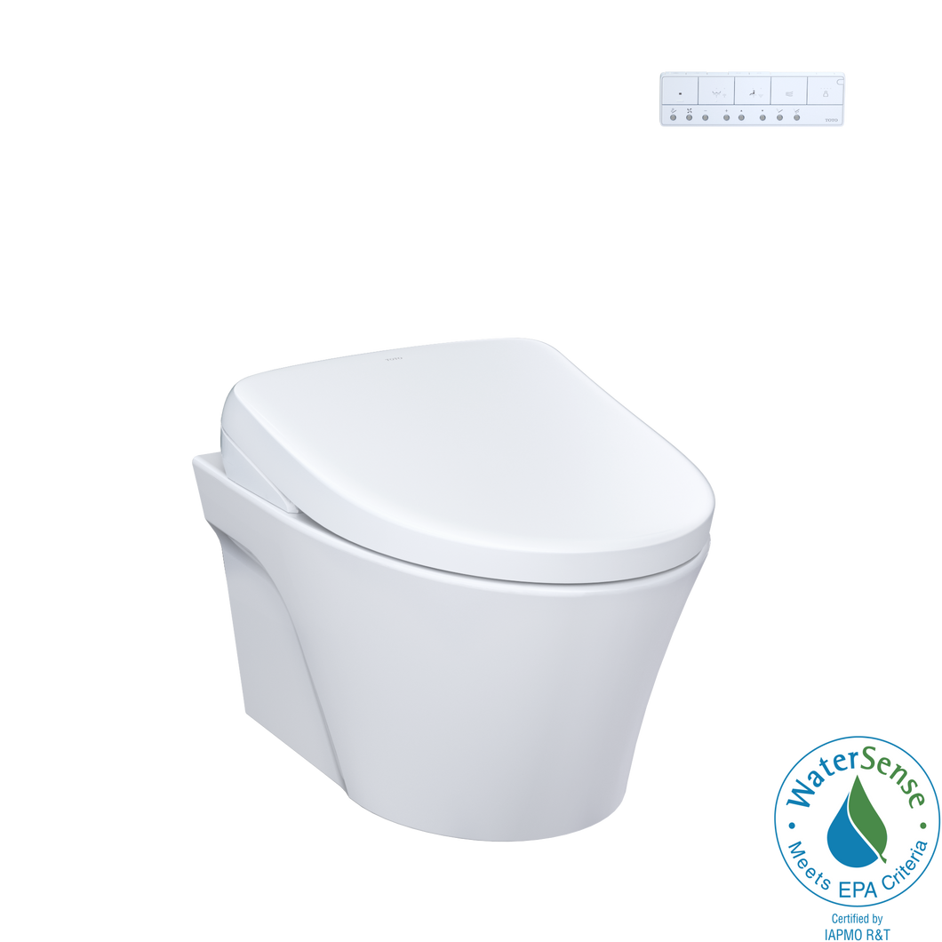 TOTO AP WASHLET®+ S7 WALL-HUNG TOILET - 1.28 GPF & 0.9 GPF - Matte Silver Push Plate - CWT4264726CMFG#MS