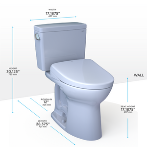 TOTO® DRAKE® WASHLET®+ S7 Two-Piece Toilet - 1.28 GPF - MW7764726CEFGA#01 - UNIVERSAL HEIGHT - dimensions