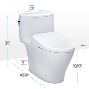 TOTO® NEXUS® Washlet®+ S7 One-Piece Toilet - 1.28 GPF  - MW6424726CEFG(A)#01 - dimensions