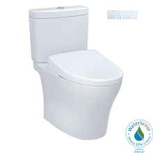 Load image into Gallery viewer, TOTO AQUIA® IV - WASHLET®+ S7 Two-Piece Toilet - 1.28 GPF &amp; 0.9 GPF - MW4464726CEMFGN#01 - Universal Height - main image with Water Sense badge