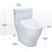 Load image into Gallery viewer, TOTO AIMES® WASHLET®+ S7 One-Piece Toilet - 1.28 GPF - MW6264726CEFG#01 - UNIVERSAL HEIGHT - dimensions