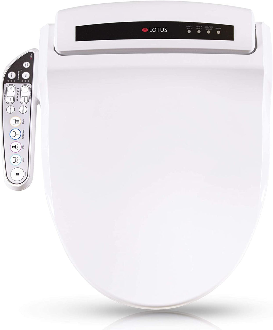 Lotus Hygiene ATS 909 Bidet Toilet Seat with PureStream® + Side Control - Elongated top view