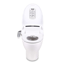 Load image into Gallery viewer, Lotus Hygiene ATS 909 Bidet Toilet Seat with PureStream® + Side Control - Elongated, installed with seat open