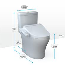 Load image into Gallery viewer, TOTO AQUIA® IV - WASHLET®+ C2 Two-Piece Toilet - 1.28 GPF &amp; 0.9 GPF - MW4463074CEMFGN#01 - Universal Height - dimensions