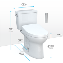 Load image into Gallery viewer, TOTO® DRAKE® Washlet®+ S550E Two-Piece Toilet - 1.6 GPF Auto Flush - MW7763056CSGA#01 - dimensions