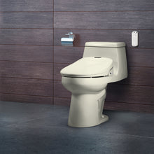 Load image into Gallery viewer, Brondell Swash 1400 bidet toilet seat installed  in biscuit color in modern bathroom