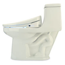 Load image into Gallery viewer, Brondell Swash 1400 bidet toilet seat biscuit side view installed on a 1 piece french curve toilet